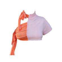 Load image into Gallery viewer, Orange Knit &amp; Pink Tie Top
