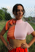 Load image into Gallery viewer, Orange Knit &amp; Pink Tie Top
