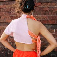 Load image into Gallery viewer, Orange Knit &amp; Pink Tie Top
