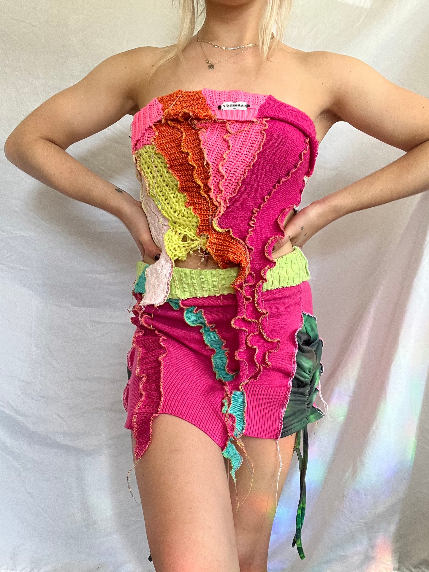 Colorful Knit Mini Skirt